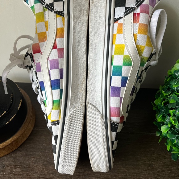 Vans Old Skool Rainbow Black White Checkerboard Checkered Shoes Size 6 - Picture 11 of 14